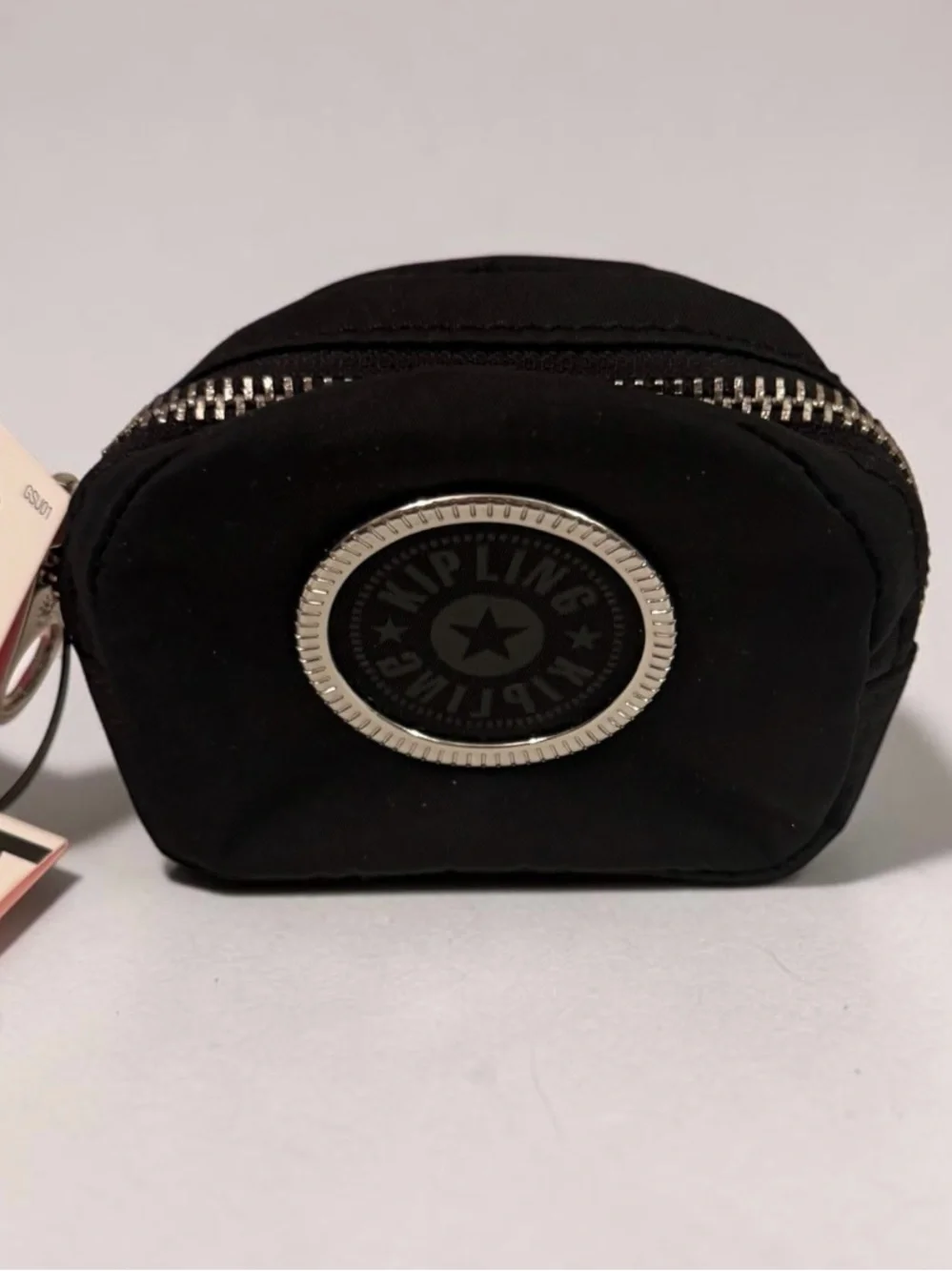 Kipling Black Compact Key & Card Pouch with Silver Logo Accent